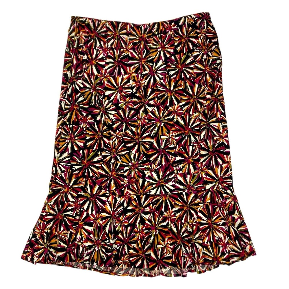 Sag Harbor Vintage Floral Midi Skirt Women XL Multicolor Ruffle Hem Cottagecore